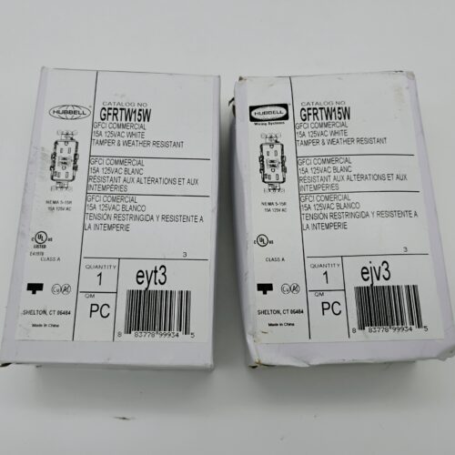 (2) Hubbell Wiring Commercial Autoguard Tamper/Weather Resistant Gfci, GFRTW15W