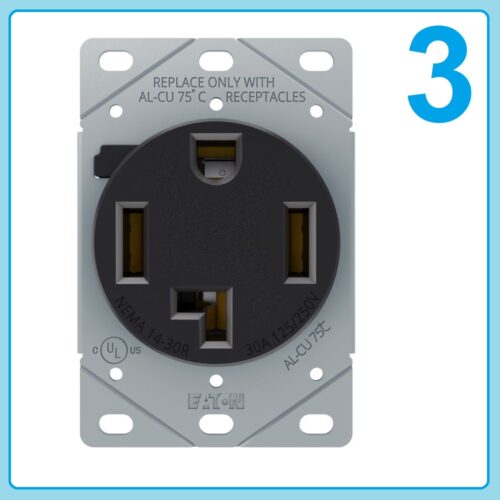 (3) Eaton 30 Amp 125/250V, NEMA 14-30R Flush Mount Range and Dryer Outlet