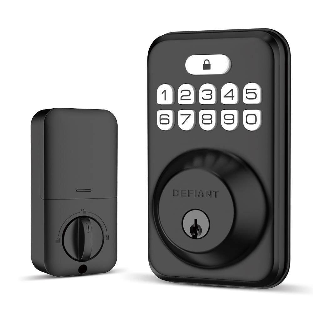 Single Cylinder Electronic Deadbolt Door Lock BackLit Keypad Satin Nickel/Black - Image 2