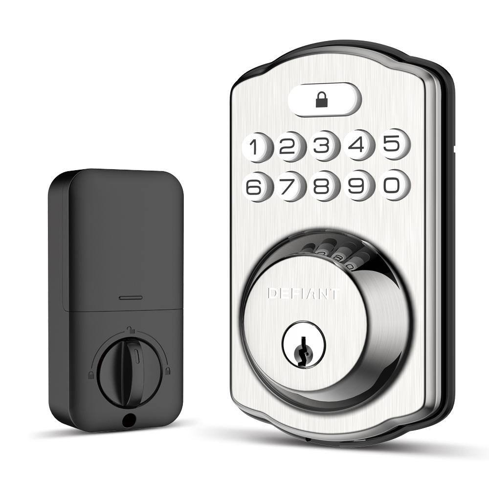 Single Cylinder Electronic Deadbolt Door Lock BackLit Keypad Satin Nickel/Black - Image 3