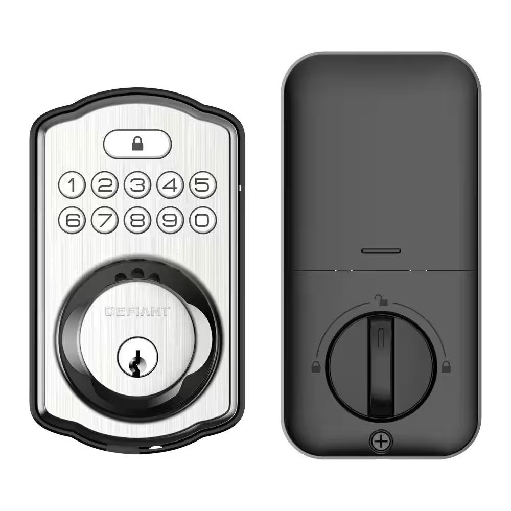 Single Cylinder Electronic Deadbolt Door Lock BackLit Keypad Satin Nickel/Black - Image 5