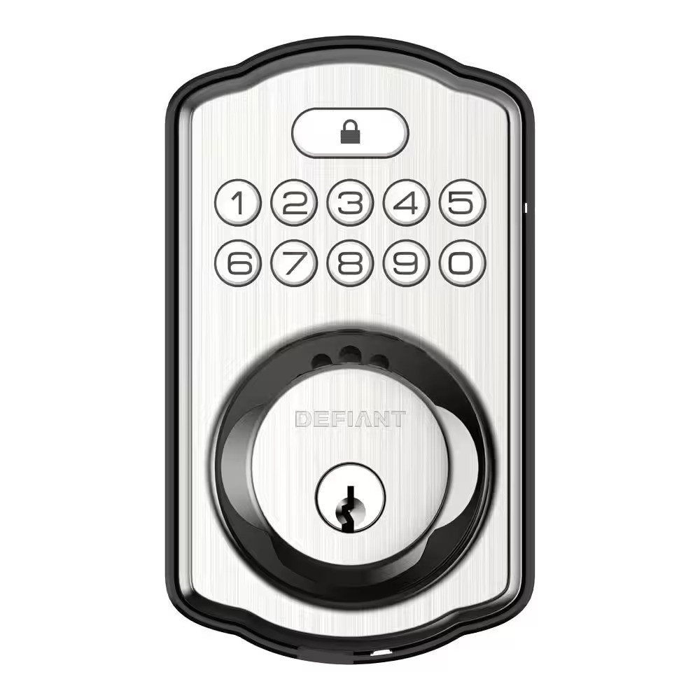 Single Cylinder Electronic Deadbolt Door Lock BackLit Keypad Satin Nickel/Black - Image 6