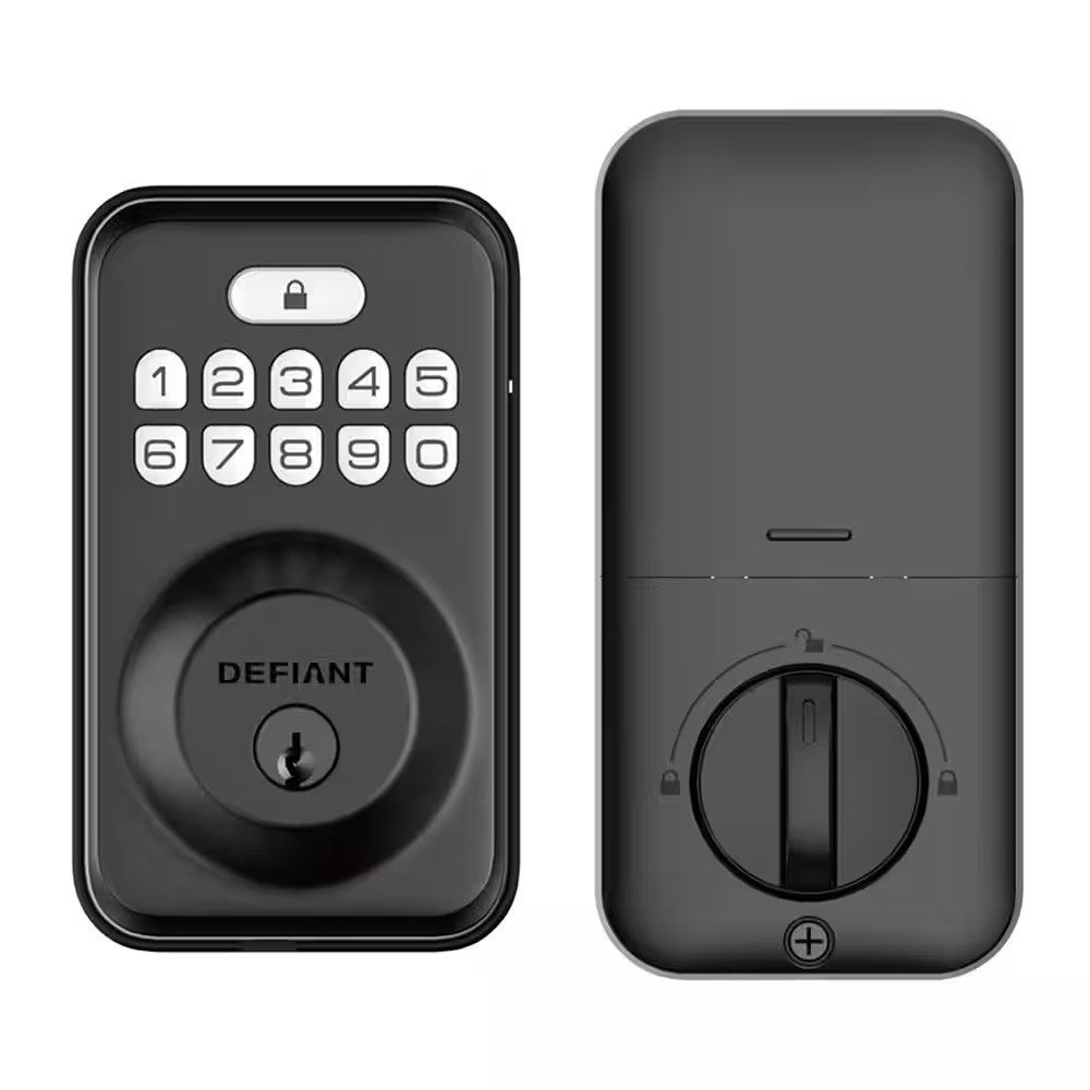 Single Cylinder Electronic Deadbolt Door Lock BackLit Keypad Satin Nickel/Black - Image 7