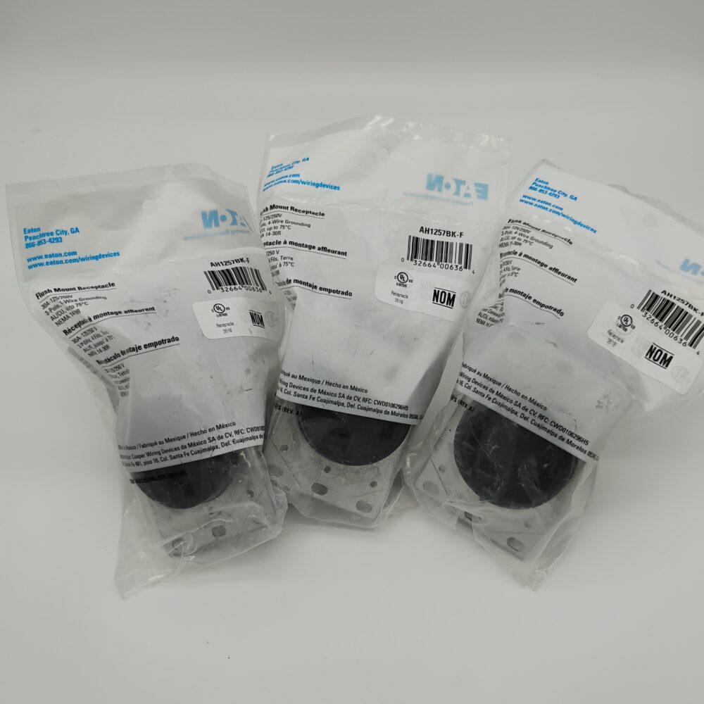 (3) Eaton 30 Amp 125/250V, NEMA 14-30R Flush Mount Range and Dryer Outlet - Image 2