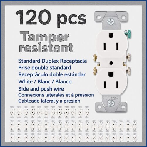 (120) Eaton TR270W White 15-Amp 125-Volt Tamper Resistant Duplex Outlet
