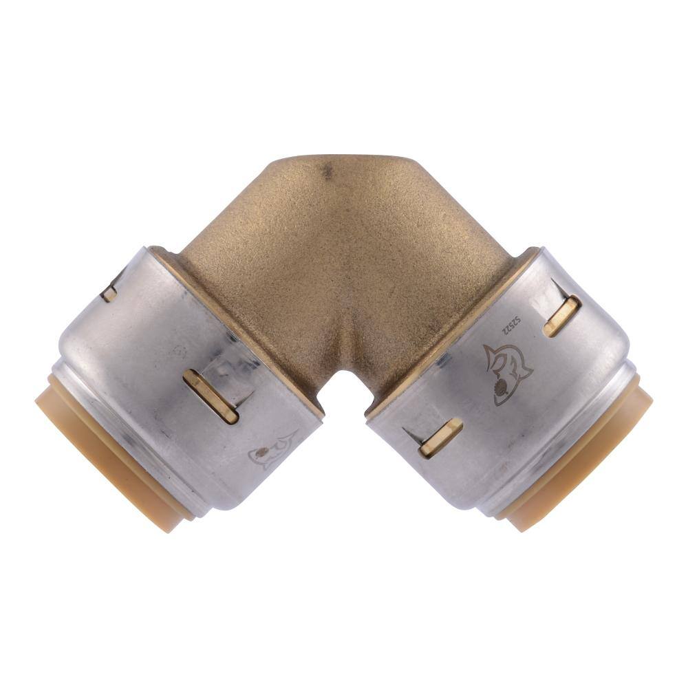 Image of the ShrakBite Max 3/4 in. Push-to-Connect Brass 90° Elbow Fitting (8-Pack) by SharkBite, SKU: 2260-Cha-34Elbow8p