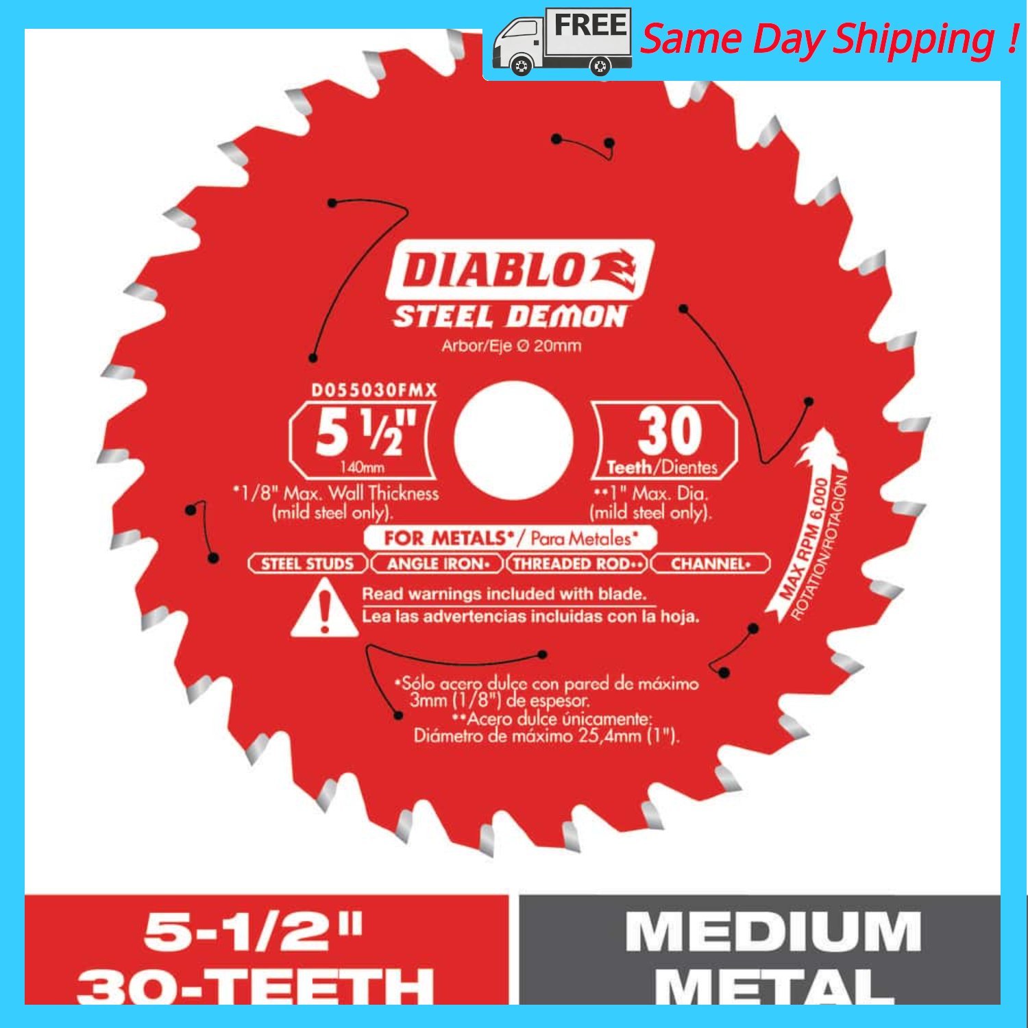 Image of the 5-1/2in. x 30-Tooth Steel Demon Carbide-Tipped Circular Saw Blade for Medium Metal by DIABLO, SKU: 2266-Dia
