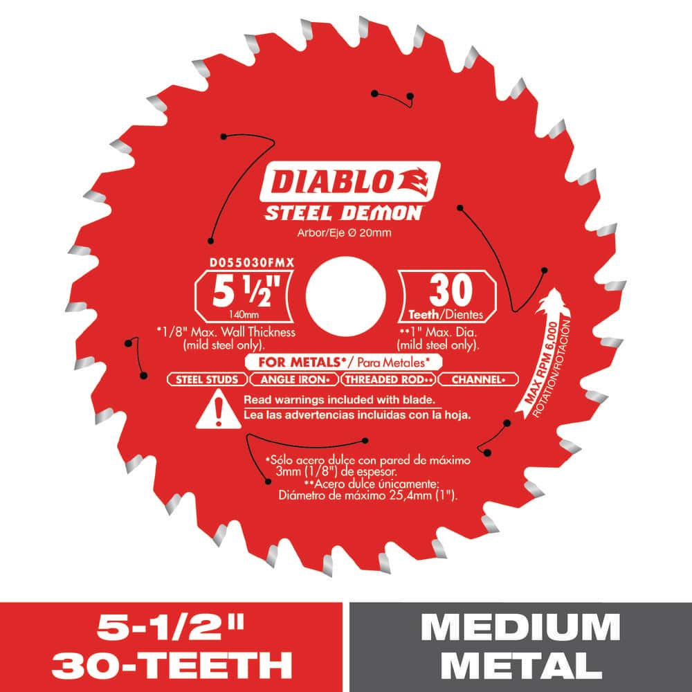 Image of the 5-1/2in. x 30-Tooth Steel Demon Carbide-Tipped Circular Saw Blade for Medium Metal by DIABLO, SKU: 2266-Dia