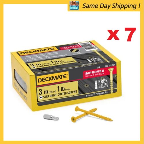 Lot of 7 Tan Star Flat-Head Wood Deck Screw #9 x 3 in. (1 lb. / 73-Piece)