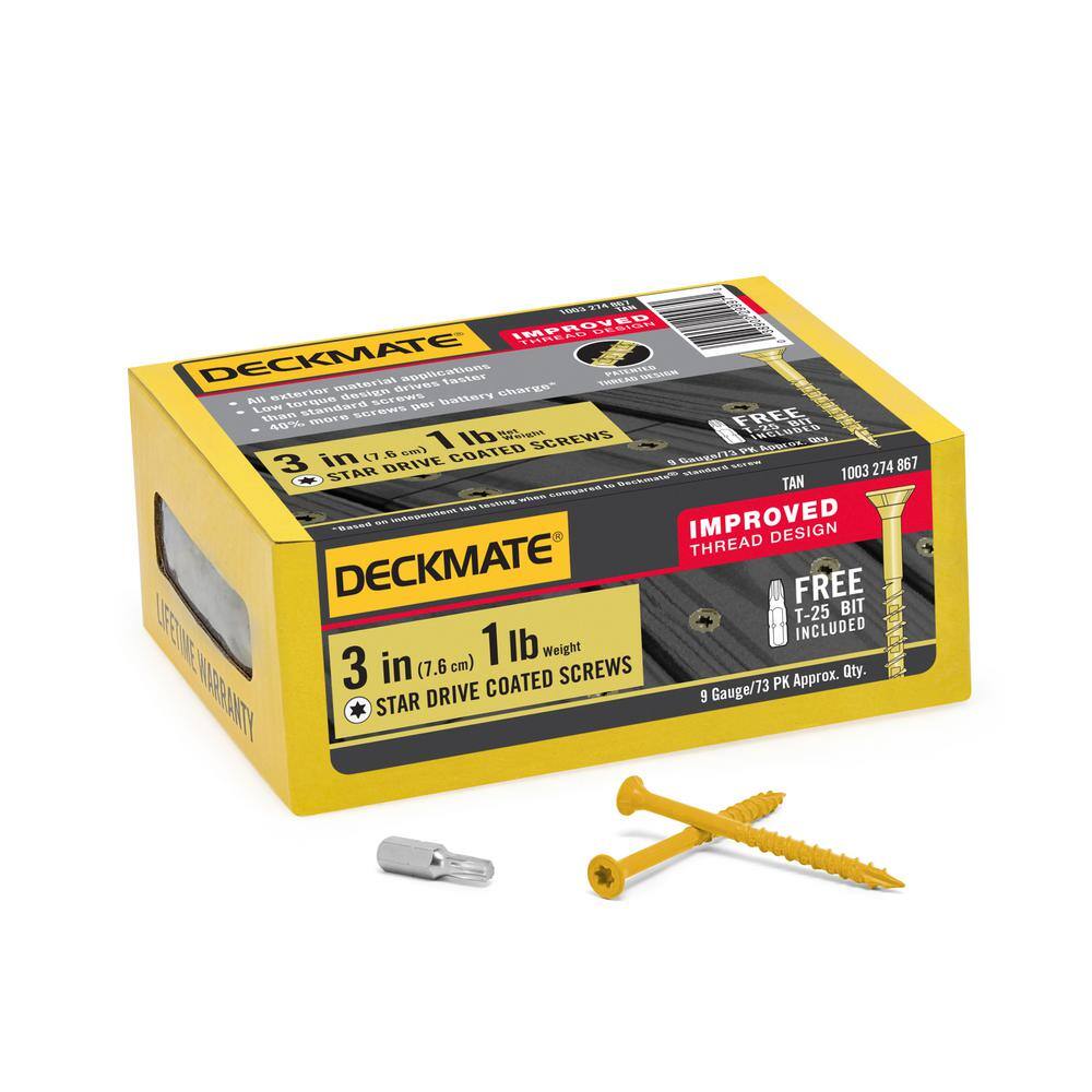 Image of the #9 x 3 in. Tan Star Flat-Head Wood Deck Screw (1 lb. / 73-Piece) by DECKMATE, SKU: 2313-DeckM-169532