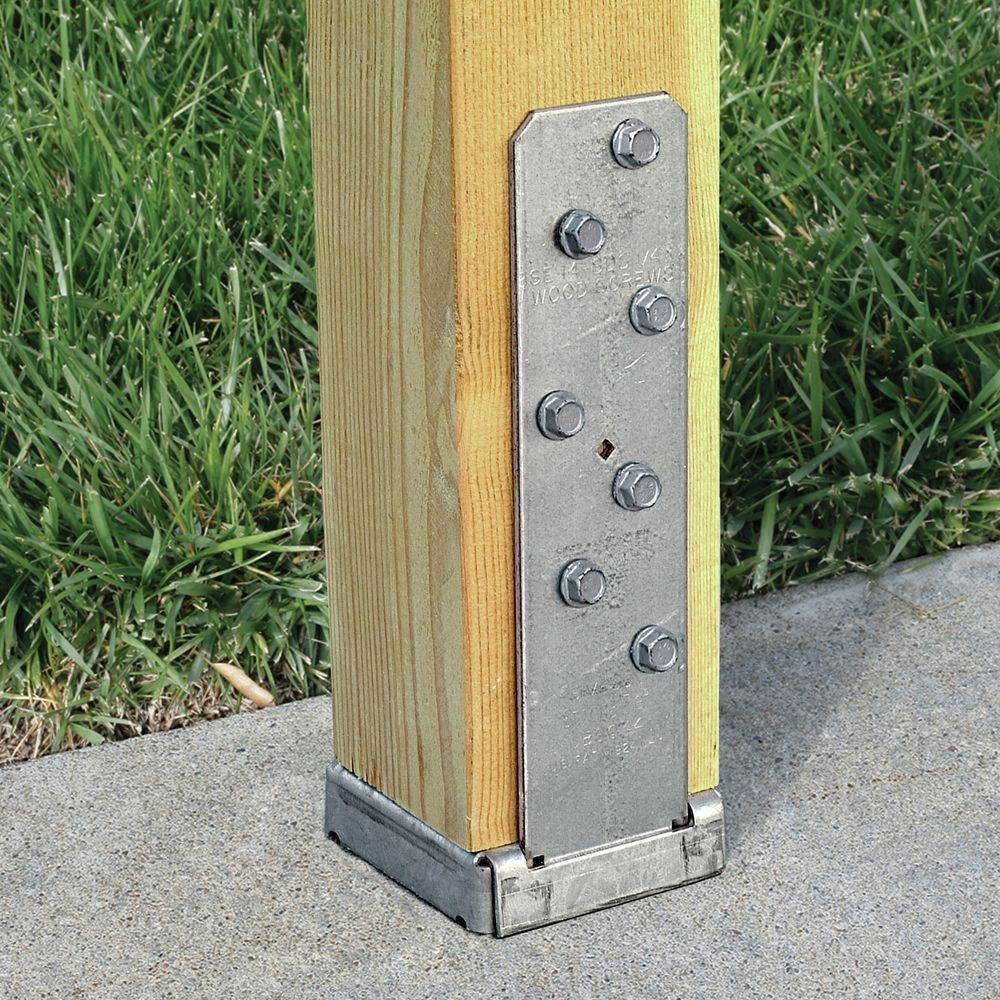 Image of the (2) CBSQ44-SDS2 Galvanized Standoff Column Base for 4x4 Nominal Lumber w/Screws by Simpson Strong-Tie, SKU: 2314-CBSQ44-SDS2