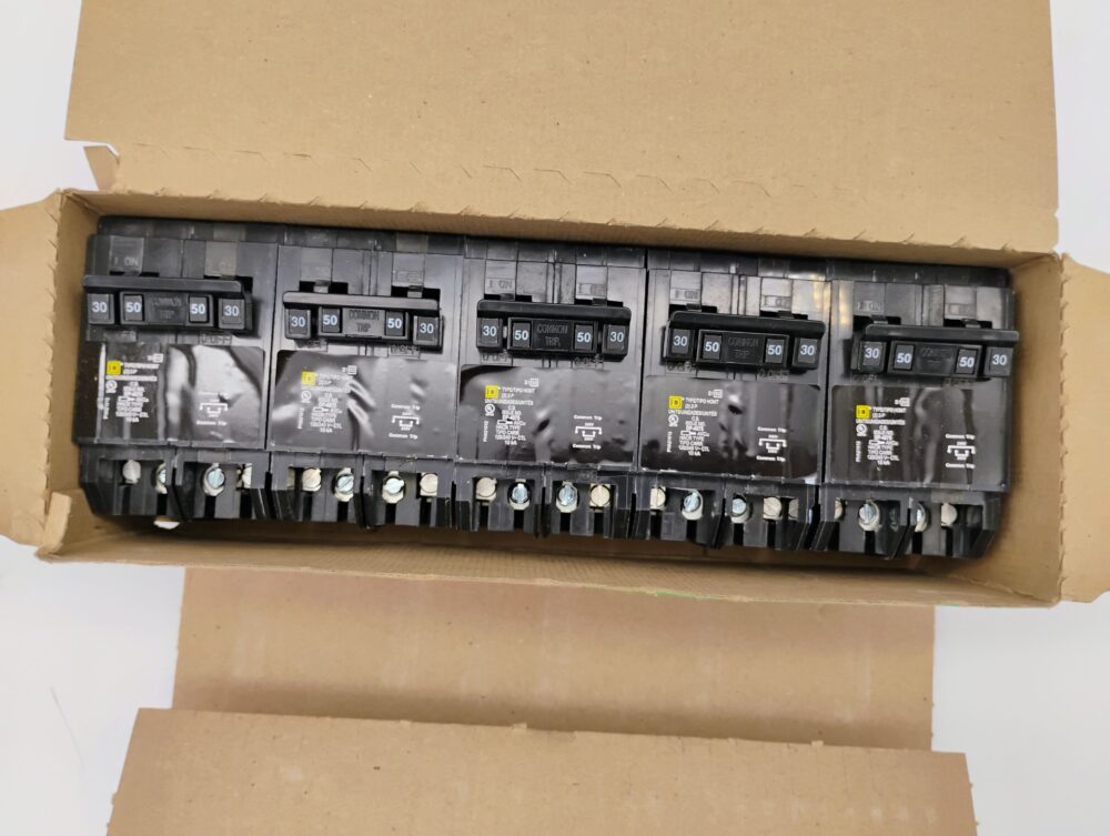 (5) Homeline 1-30 Amp 2P, 1-50 Amp 2P Quad Tandem Circuit Breaker HOMT230250 - Image 4