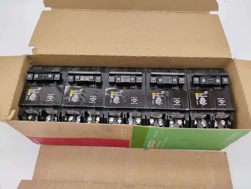 (5) Homeline 1-30 Amp 2P, 1-50 Amp 2P Quad Tandem Circuit Breaker HOMT230250 - Image 5