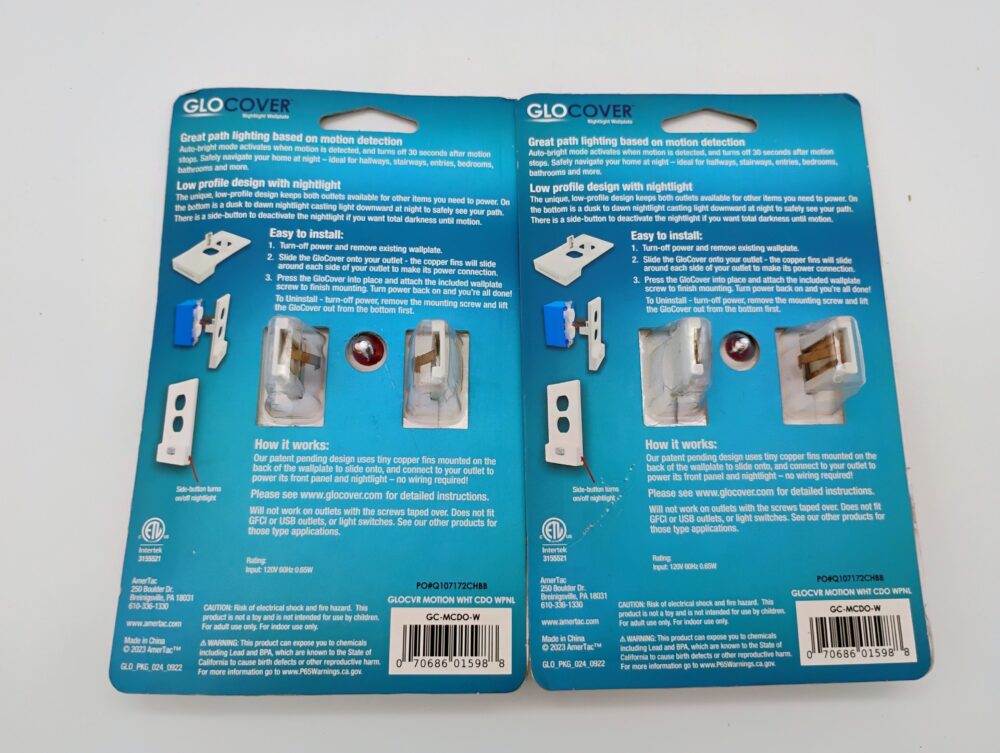 (2) White 1-Gang Motion Activated Duplex Outlet Wall Plate w/Built-In Nightlight - Image 4