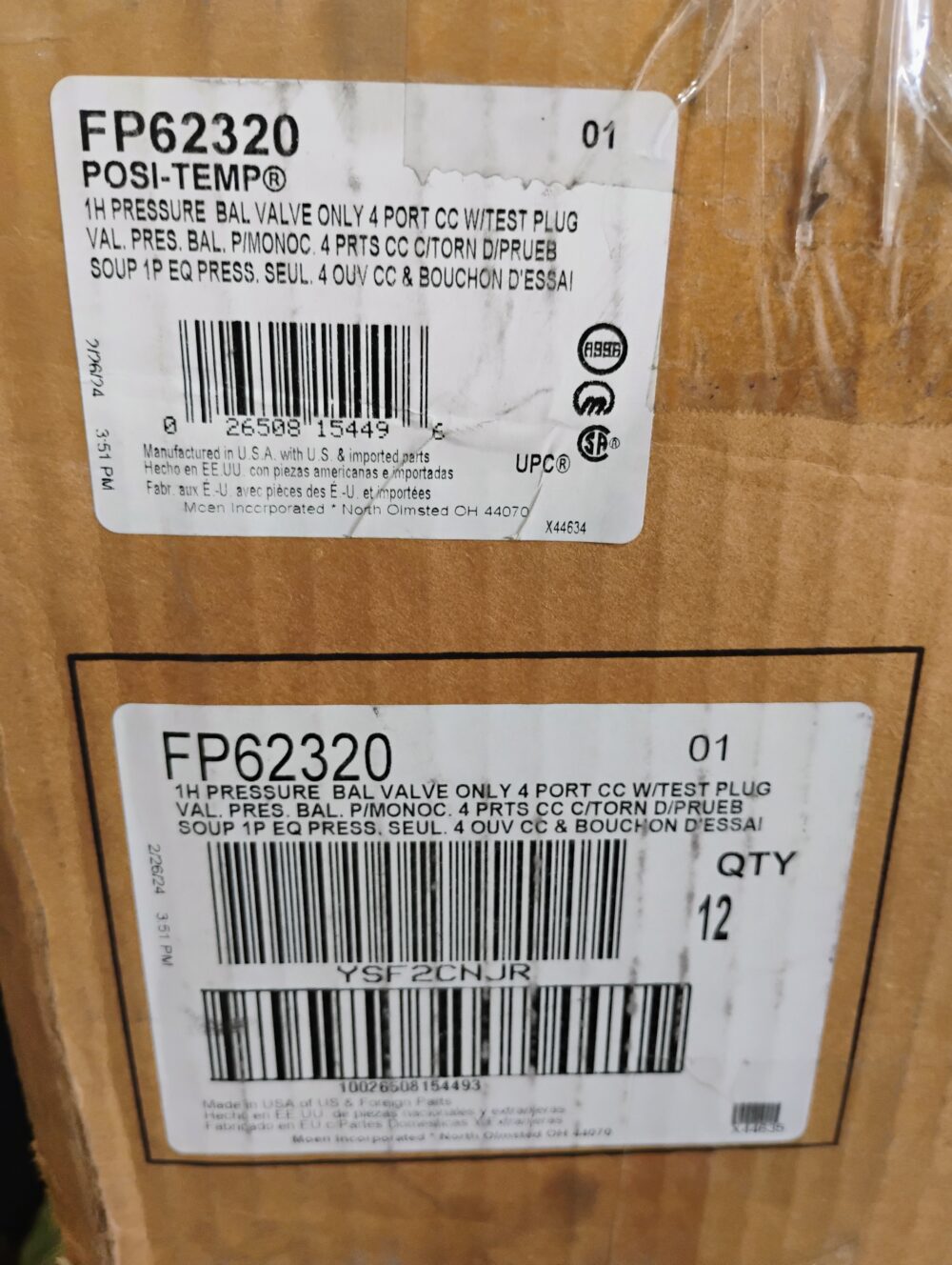 (12) Moen FP62320 Posi-Temp Tub and Shower Valve, Sweat Fit Connections - Image 7