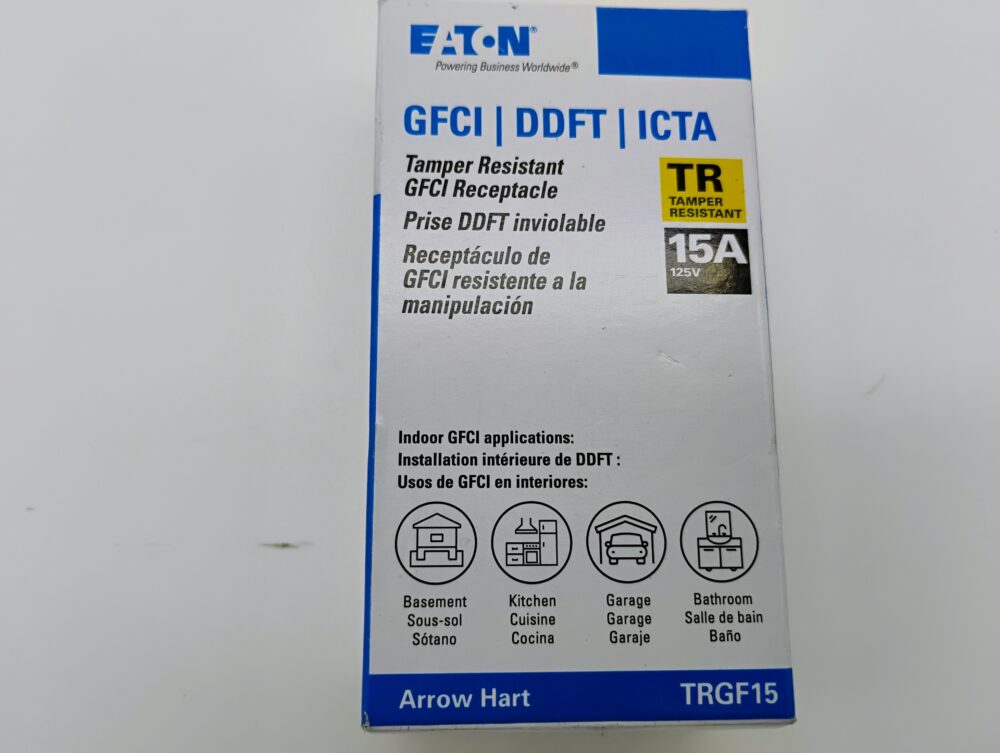 Eaton 15A Tamper Resistant GFCI Receptacle Arrow Hart Model Gf15 W/Plate TRGF15W - Image 5