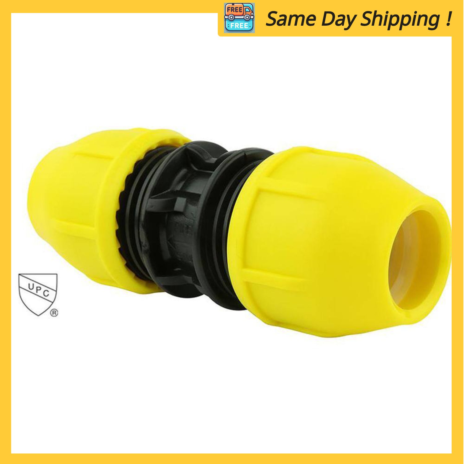 Image of the HOME-FLEX 1-1/2 in. IPS DR 11 Underground Yellow Poly Gas Pipe Coupler by HOME-FLEX, SKU: 2358-HF-Coupler1-1/2