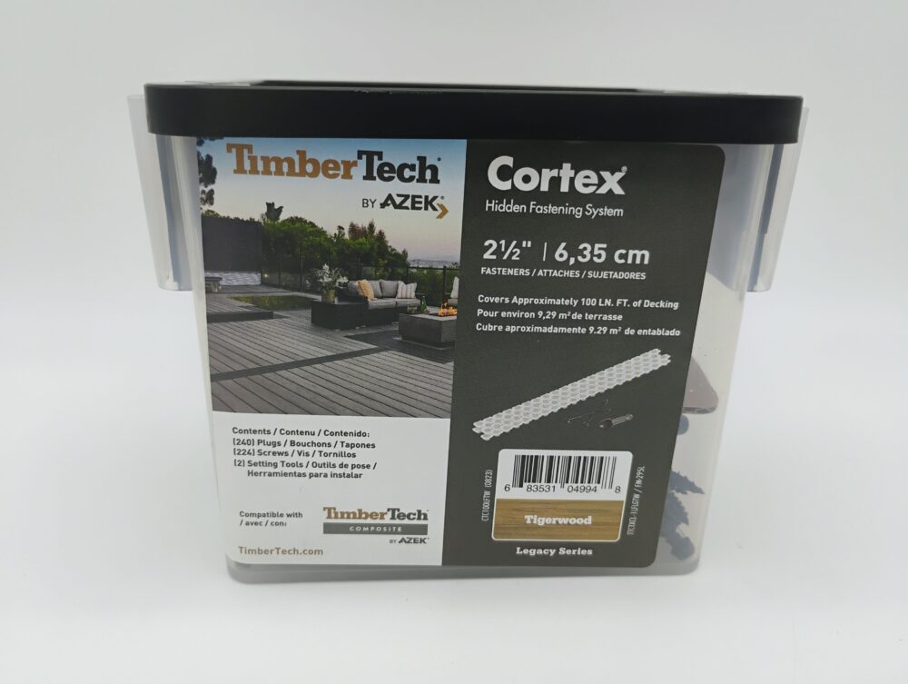 TimberTech Cortex AZEK 2.5” Hidden Deck Fastening System Tigerwood 100 LN FT