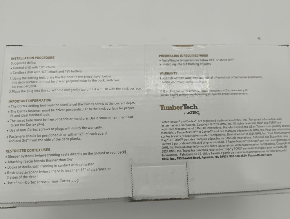 TimberTech Cortex Hidden Fastener System 2½ " English Walnut, 100 Sq Ft Kit - Image 4