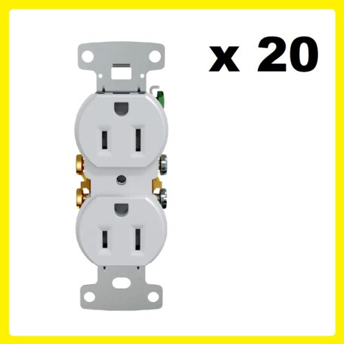 20 Hubbell RR15SWTR Duplex Tamper Resistant DUP Recept 15A 125V Seft-Grd White
