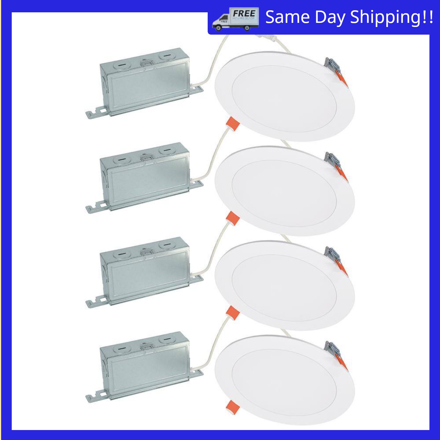 Image of the Halo HLBSL 6 in. Can Less Integrated LED, 900 Lumens, 5CCT, White (4-Pack) by HALO, SKU: 2355-Halo-161423