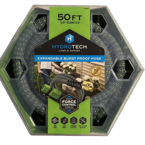 Hydrotech Standard Expandable Burst-Proof Garden Water Hose. 50 ft, 5/8".