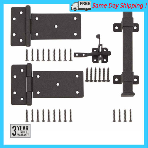 Image of the Black Rust Defender Decorative Gate Hinge and Pull Set by Everbilt, SKU: 2372-GateKit-700288