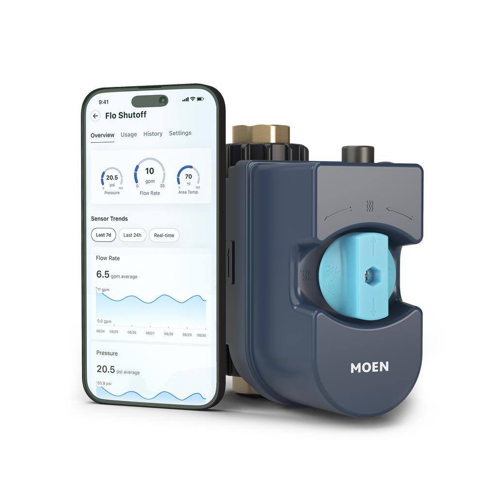 Image of the MOEN Flo 0.75 in. Smart Water Monitor and Automatic Water Shut Off Valve by MOEN, SKU: 2377-MOEN-Flo-0.75