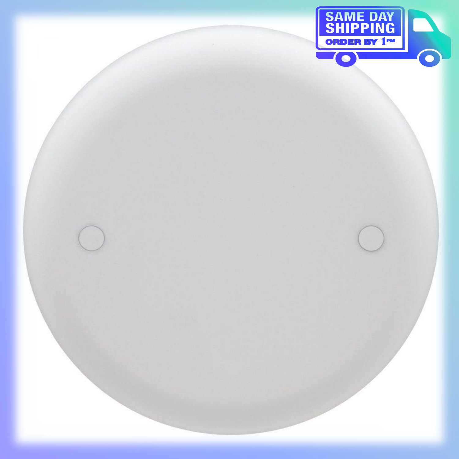 Image of the (13) 4 in. White Non-Metallic Round Blank Electrical Ceiling Box Cover (CPC4WH) by Carlon, SKU: 2378-Car-CPC4WH-13