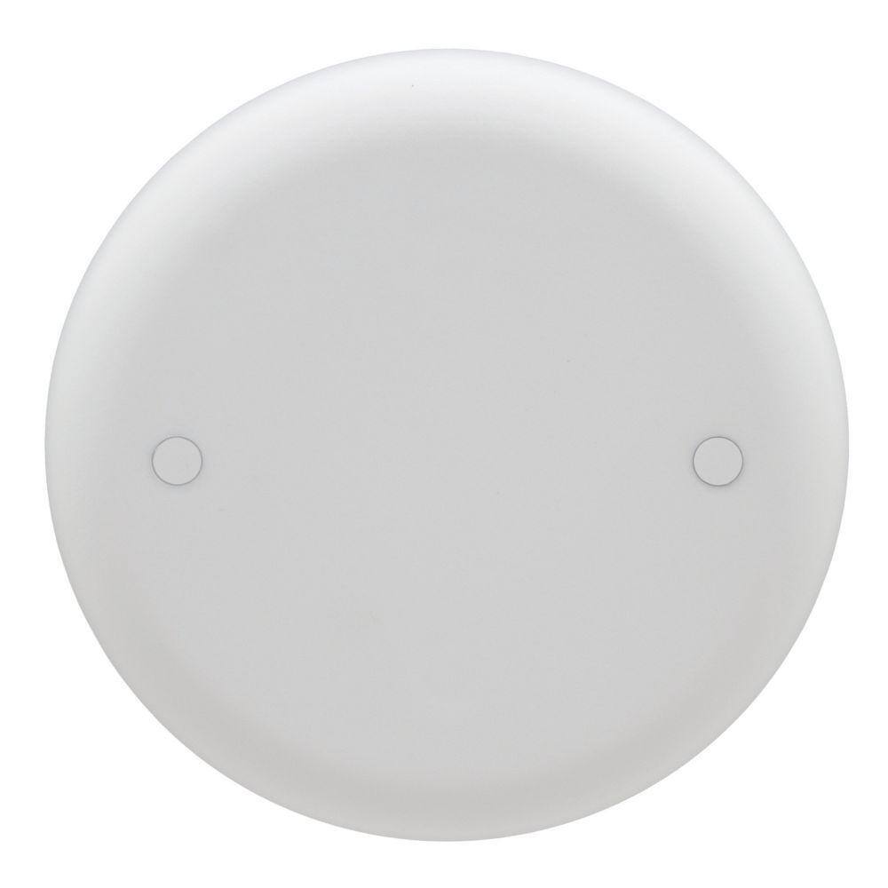Image of the (13) 4 in. White Non-Metallic Round Blank Electrical Ceiling Box Cover (CPC4WH) by Carlon, SKU: 2378-Car-CPC4WH-13