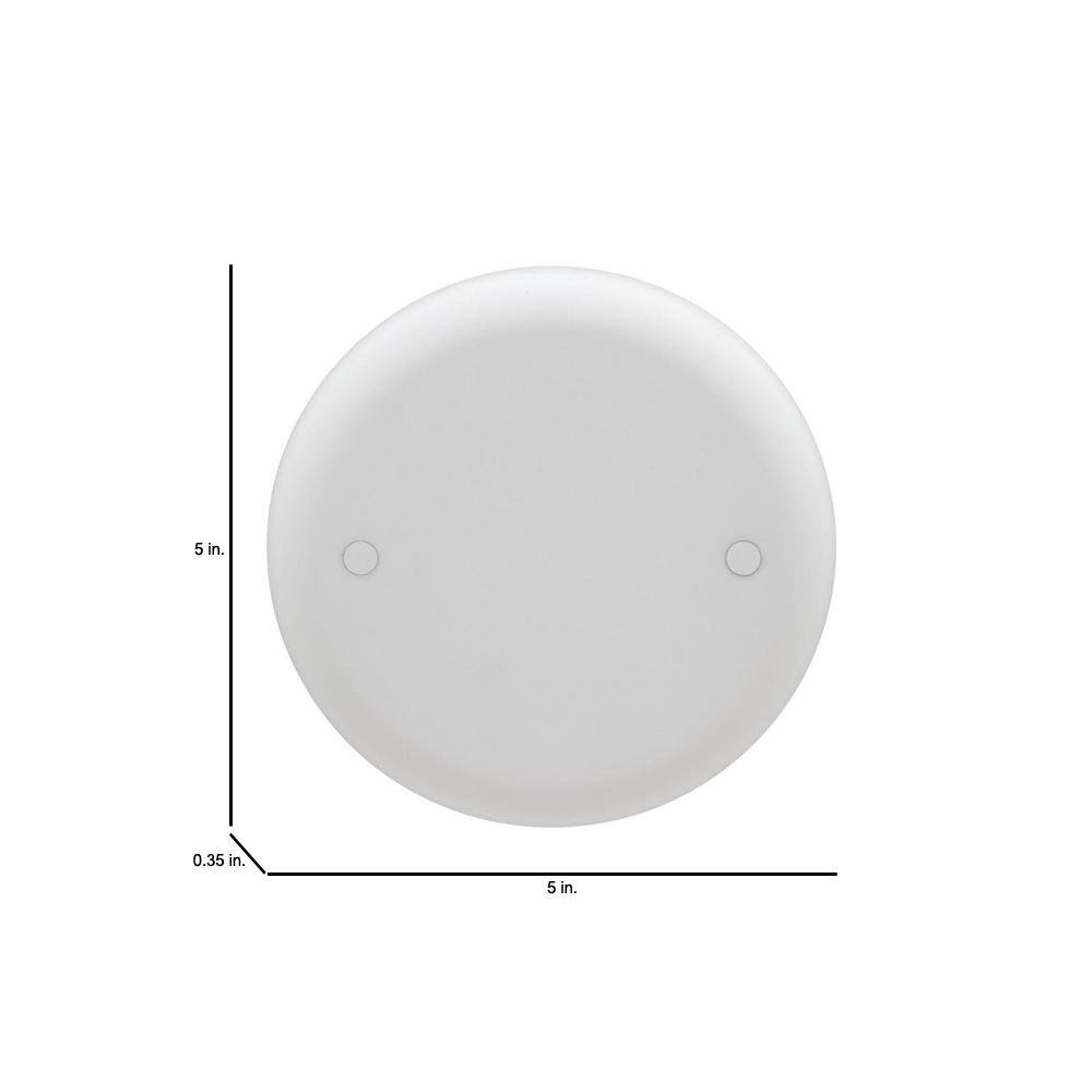 Image of the (13) 4 in. White Non-Metallic Round Blank Electrical Ceiling Box Cover (CPC4WH) by Carlon, SKU: 2378-Car-CPC4WH-13