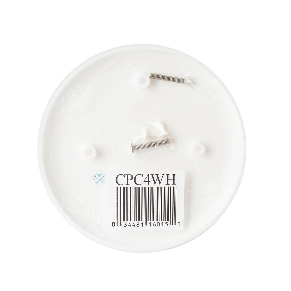 Image of the (13) 4 in. White Non-Metallic Round Blank Electrical Ceiling Box Cover (CPC4WH) by Carlon, SKU: 2378-Car-CPC4WH-13