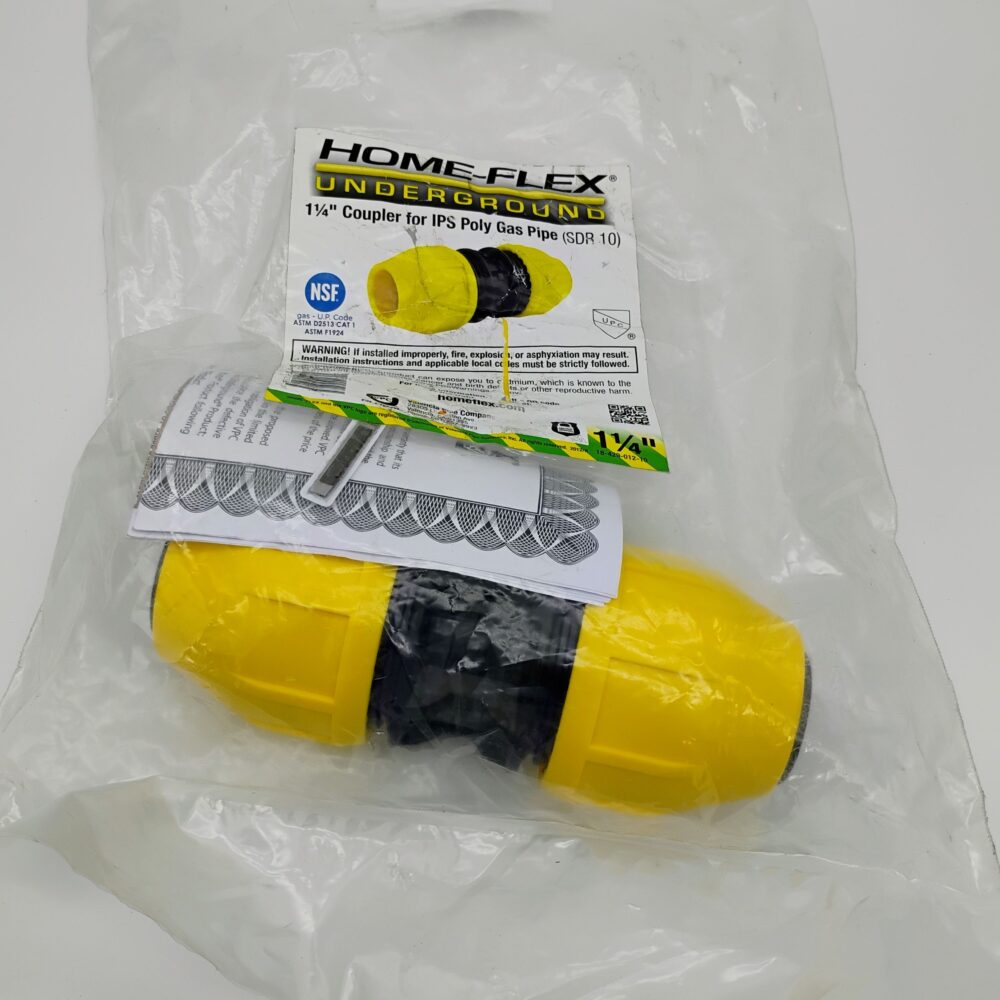 Home-Flex 1-1/4 in. Underground Yellow Poly Gas Pipe Coupler SDR10 - Image 2