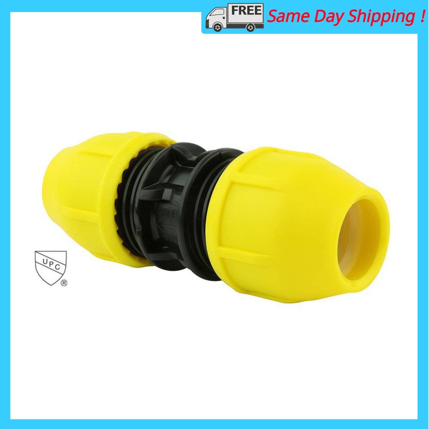 Image of the Home-Flex 491-1/4 in. Underground Yellow Poly Gas Pipe Coupler SDR10 by HOME-FLEX, SKU: 2382-coupl11/4-SDR10
