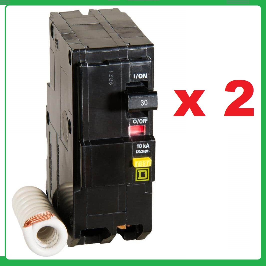 Lot of 2 Square D QO 30 Amp 2-Pole GFCI Breaker QO230GFIC