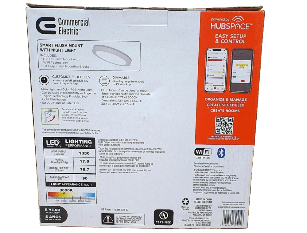 Lot of 3 12 inch LED Flush Mount with Smart CCT and RGB Night Light, Mate White - Image 9