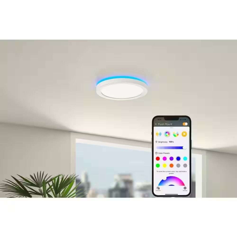 Lot of 3 12 inch LED Flush Mount with Smart CCT and RGB Night Light, Mate White - Image 7