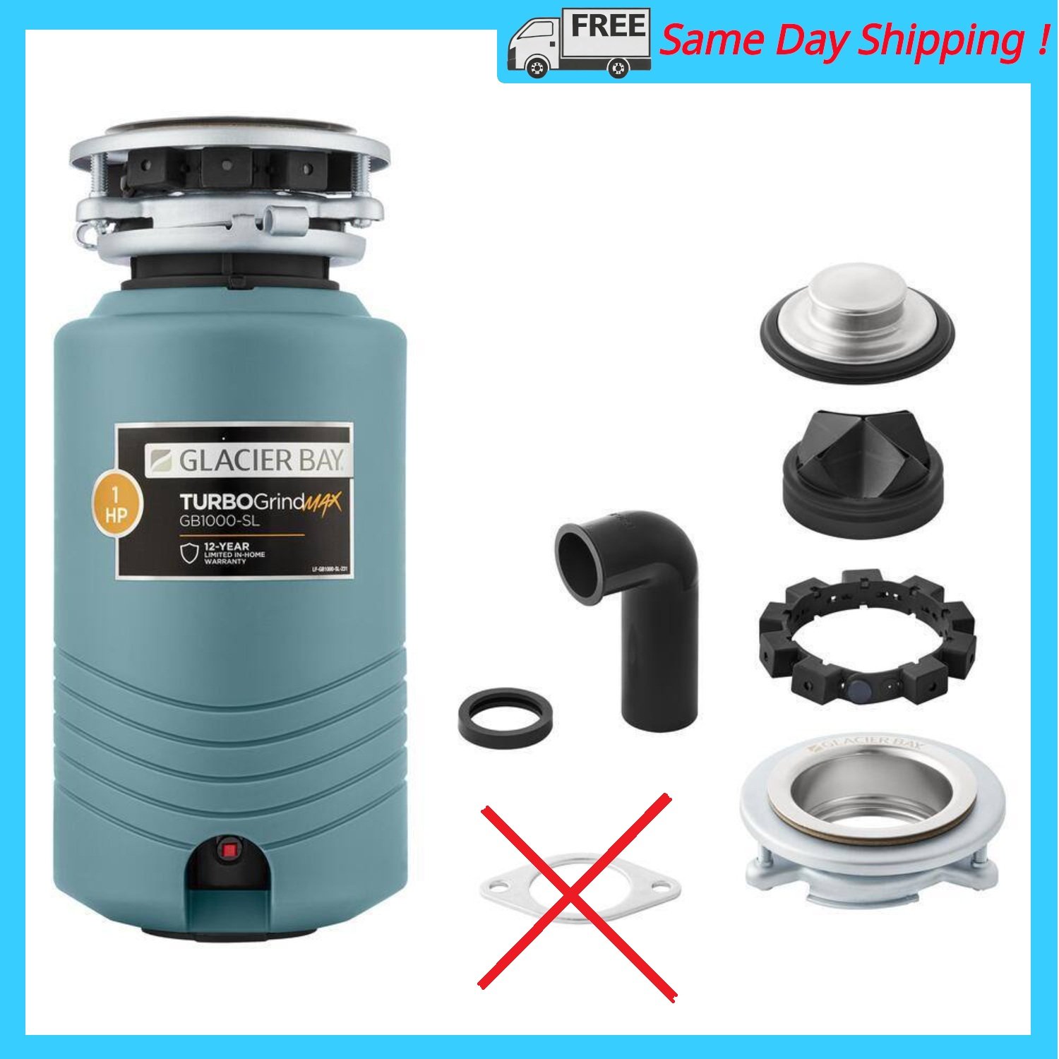 TurboGrind Max 1 hp. Continuous Feed Garbage Disposal with Power Cord