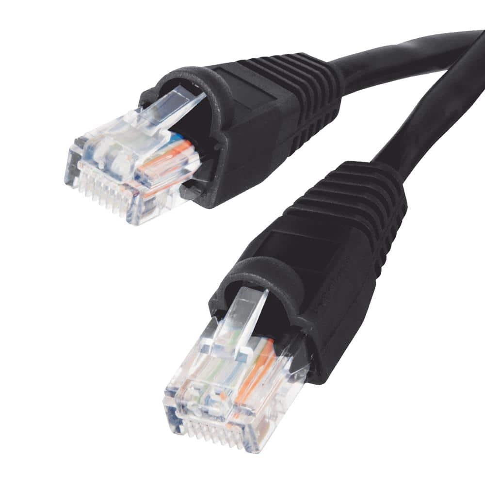 Image of the Box of 5 New 7 ft. 24/7-Gauge 8-Wire CAT6 Ethernet Cable, Black by Commercial Electric, SKU: 2440-Cat67ftBox(5)