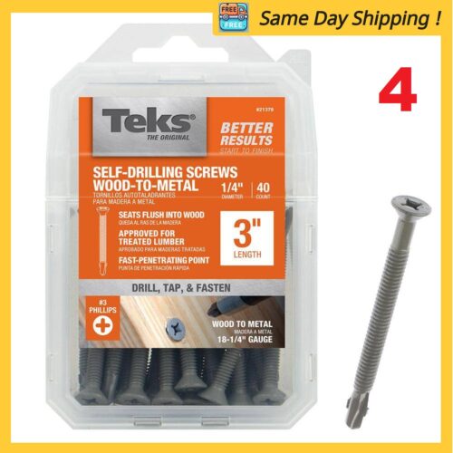 (4) 1/4 in.14 x 3 in. Phillips Flat-Head Self Drilling Winged Screws (160 Total)