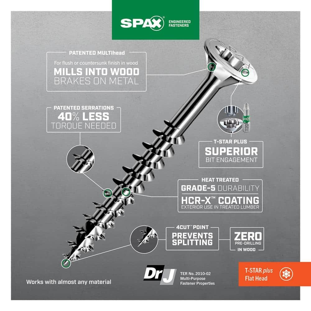 Image of the (5) #10 x 1-1/2 in. Exterior Flat Head Deck Wood Screws Bit Included 5 Lib Total by SPAX, SKU: 2465-Spax-2201-(5)