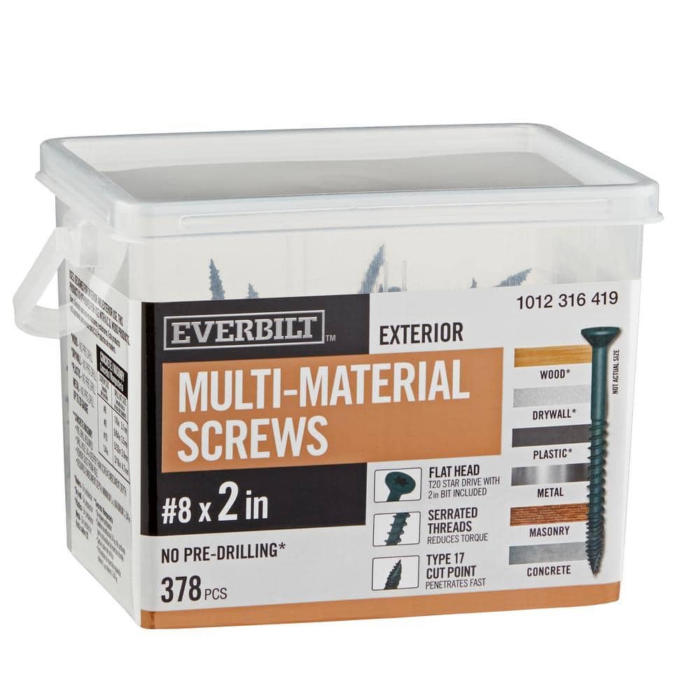 Image of the 2 Boxes #8 x 2 in. Black Drive Exterior Multi-Material Screw (756-Pcs Total) by Everbilt, SKU: 2467-Everb-78146
