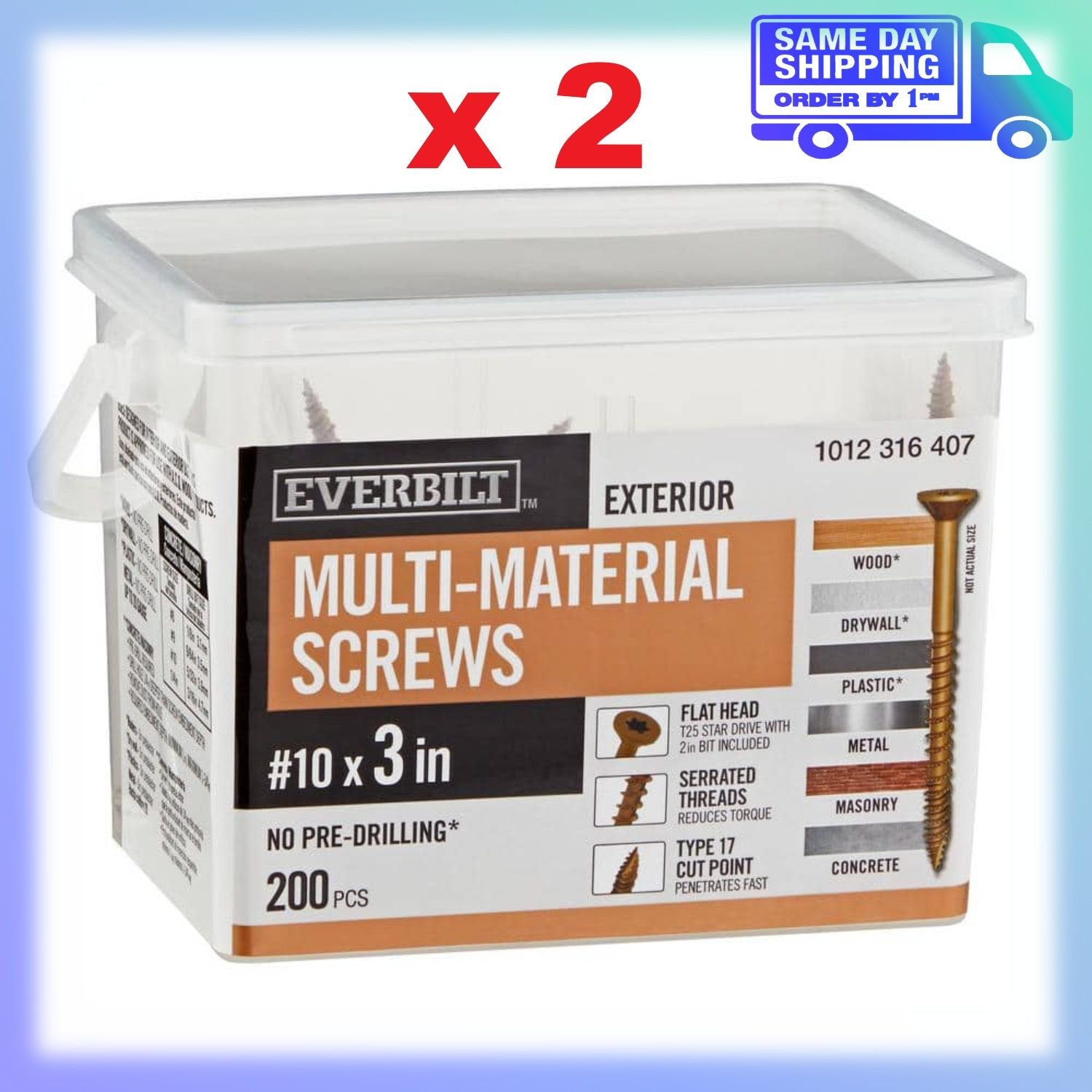 2 boxes 10 x 3 in. Brown 6-Lobe Torx Drive Exterior Flat Head Screw (400 Total)