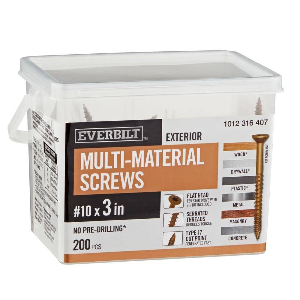 Image of the 2 boxes 10 x 3 in. Brown 6-Lobe Torx Drive Exterior Flat Head Screw (400 Total) by Everbilt, SKU: 2469