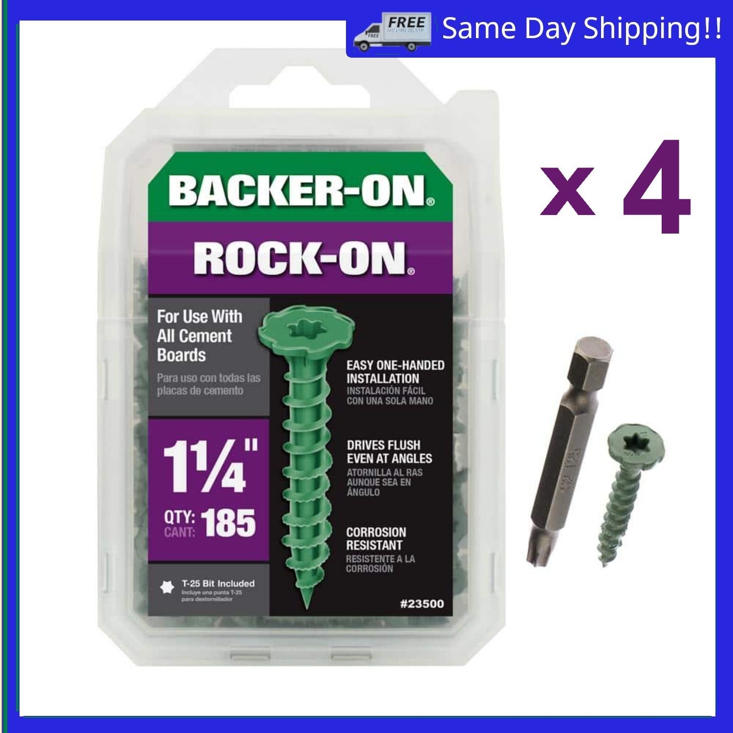 Lot of 4 #9 x 1-1/4 in. Star Drive Serrated Head Cement Board Screws (740 Total)