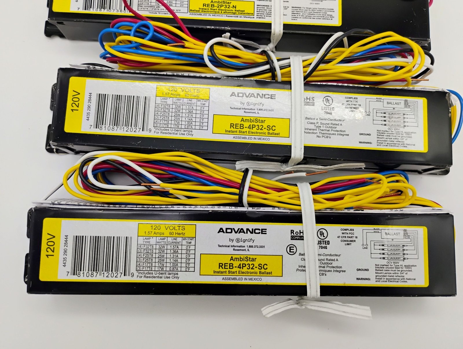 Lot of 4 Philips Advance AmbiStar REB-4P32-SC/REB-2P32-N 120V Electronic Ballast - Image 2