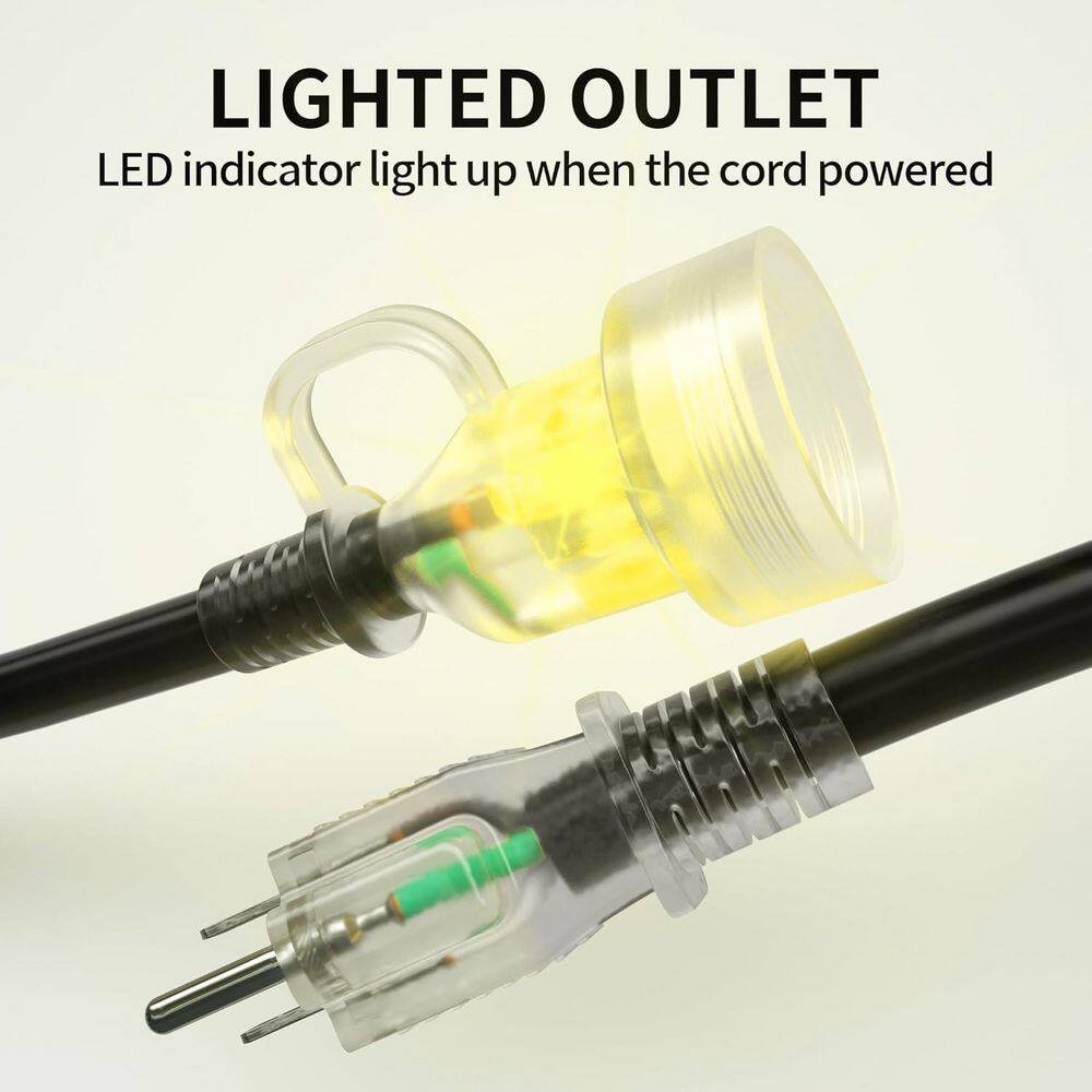 Image of the 200ft 16/3 10 AMP Heavy Duty Outdoor Extension Cord Waterproof Weatherproof Flexible Black by Lukyamzn, SKU: 3424