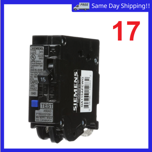 (17) Siemens 15 Amp Single Pole WireGuide AFCI Circuit Breaker QA115AFC