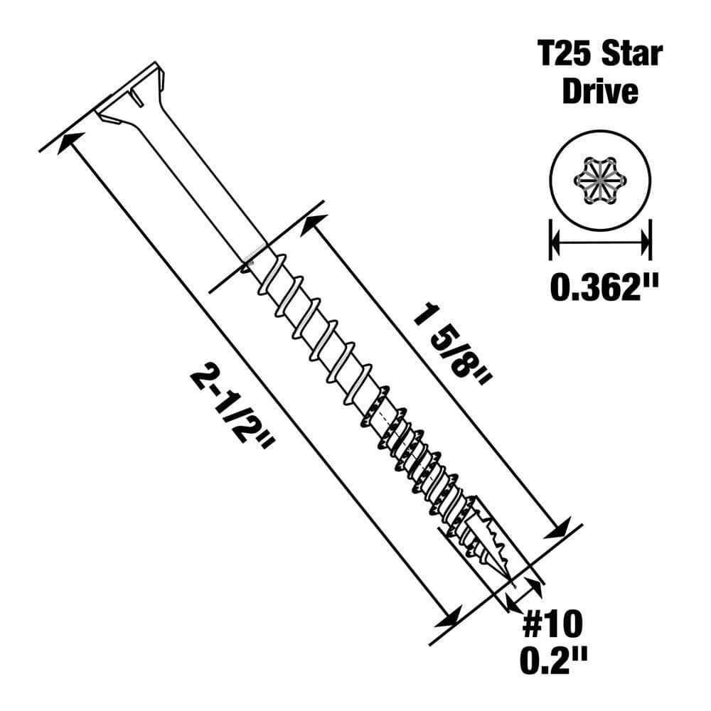2 Boxes #10 x 2-1/2 in. Black 6-Lobe Drive Exterior Multi-Material Screw - Image 7