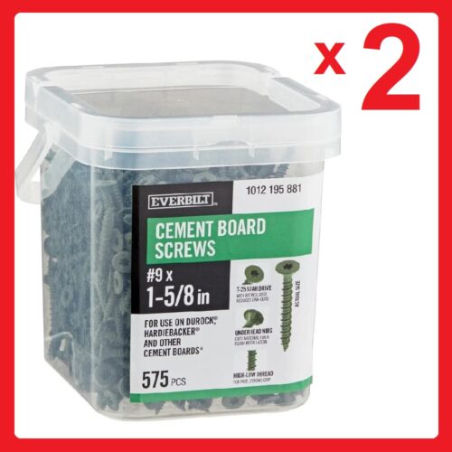 (2) #9 x 1-5/8 in. Ribbed Flat Head T25 Star Drive Cement Board Screw (575-Pack)
